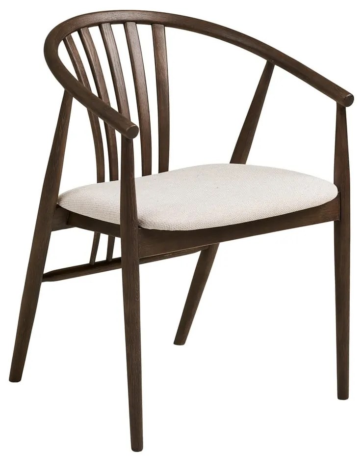 Sedia da pranzo marrone scuro in rovere massiccio con braccioli Agustin – House Nordic