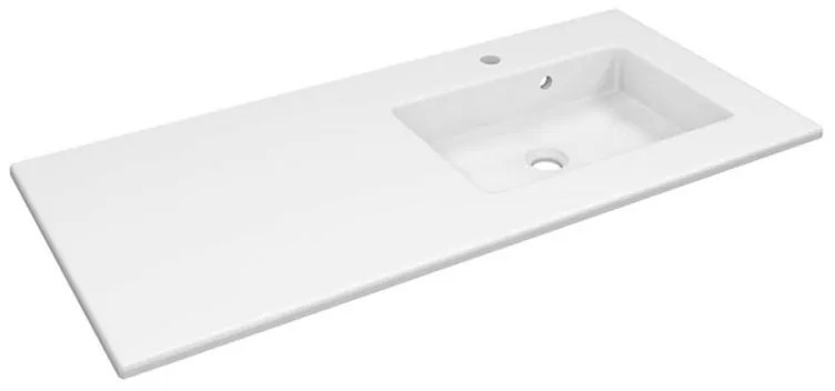 Lavabo integrale rettangolare vasca a destra Neo L 106 x H 11.2 x P 49 cm in ceramica bianco lucido