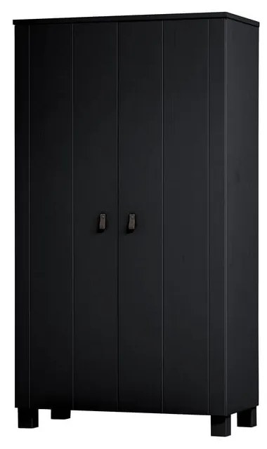 Armadio in pino nero 111x202 cm Ties - WOOOD