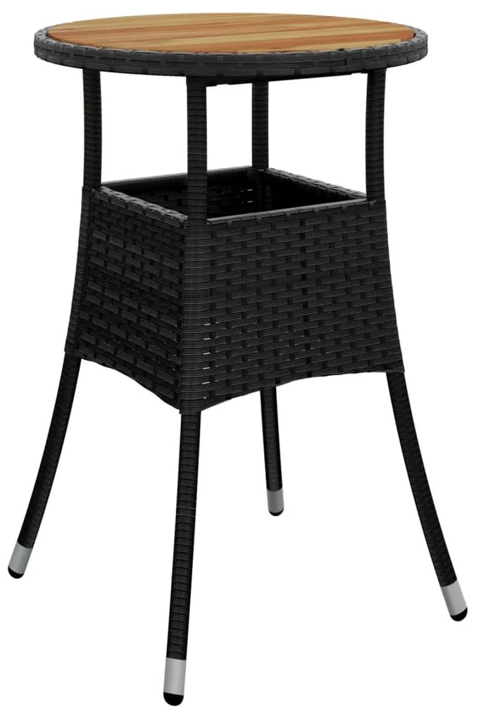 Set pranzo da giardino 5 pz con cuscini nero polyrattan acacia