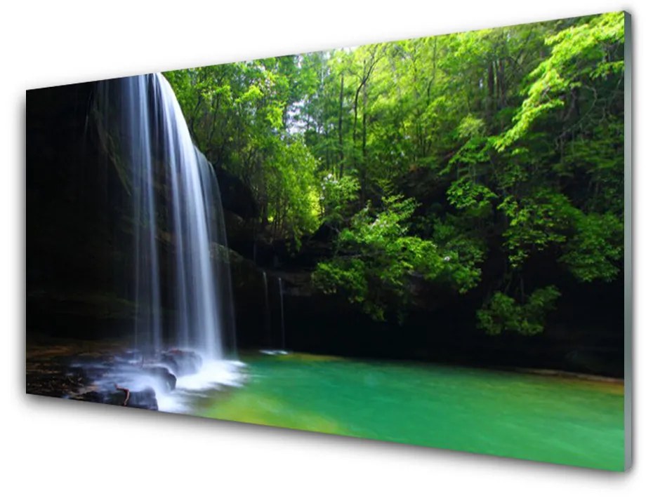 Quadro acrilico Cascata, natura, foresta, lago 100x50 cm