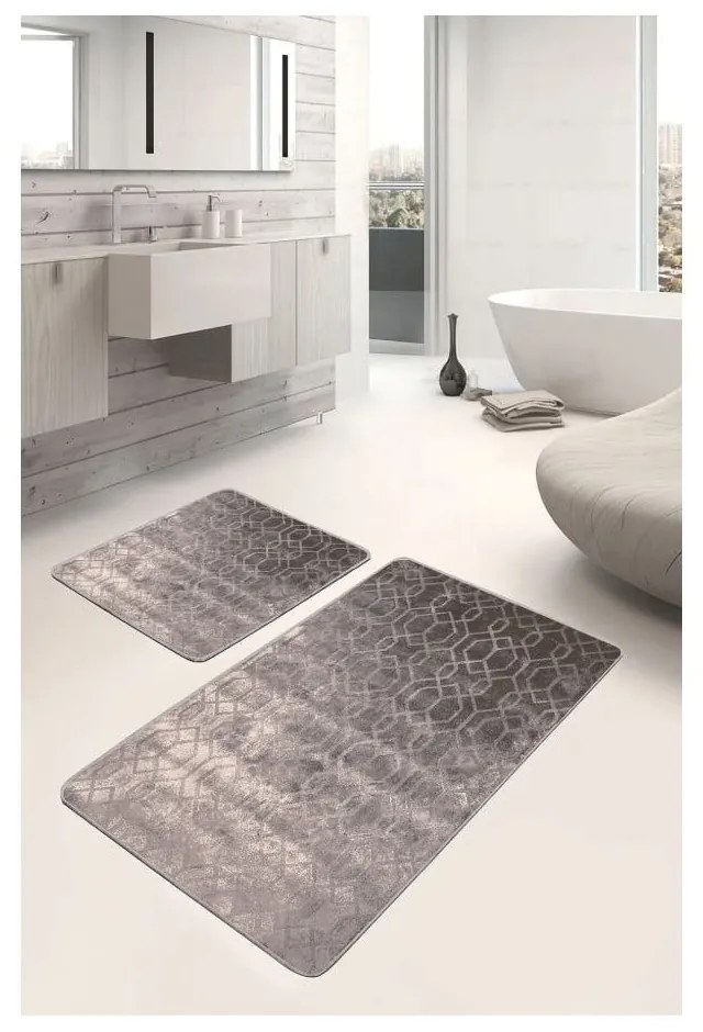 Set di tappetini per il bagno grigi in velluto 2 pz 60x100 cm – Mila Home