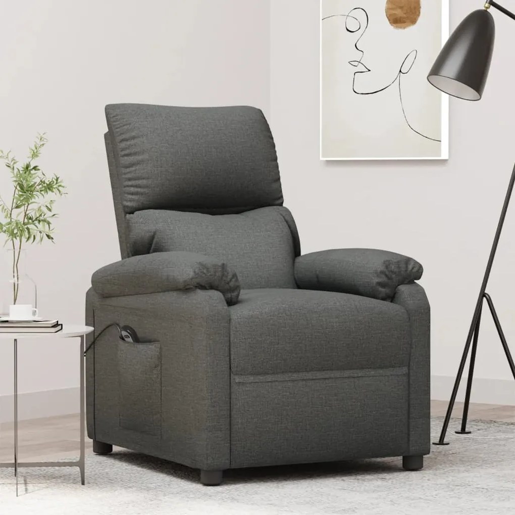 Poltrona Elettrica Reclinabile Grigio Scuro İn Tessuto /