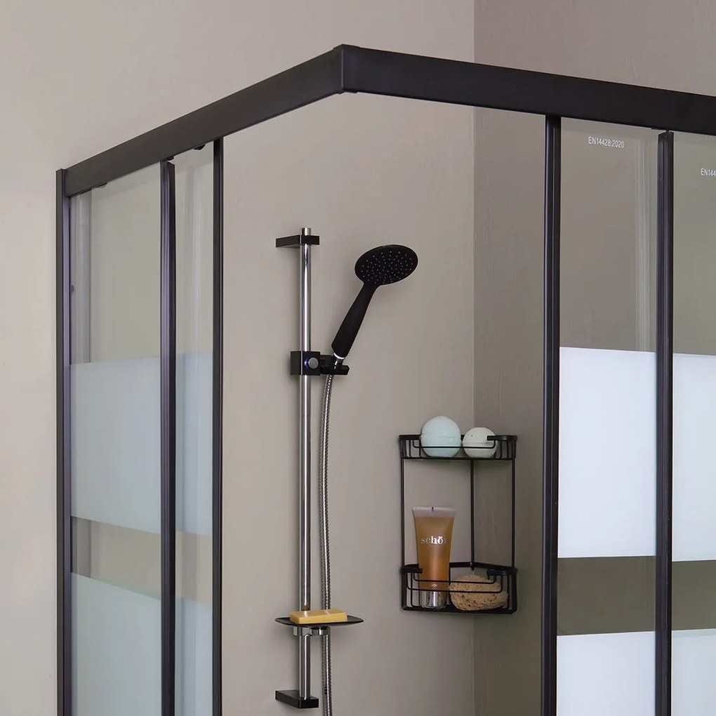 Cabina Doccia Rettangolare 70X100 Nera Con Pareti Serigrafate | Cielo