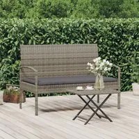 Panca da Giardino con Cuscino Grigia 105 cm in Polyrattan 362167