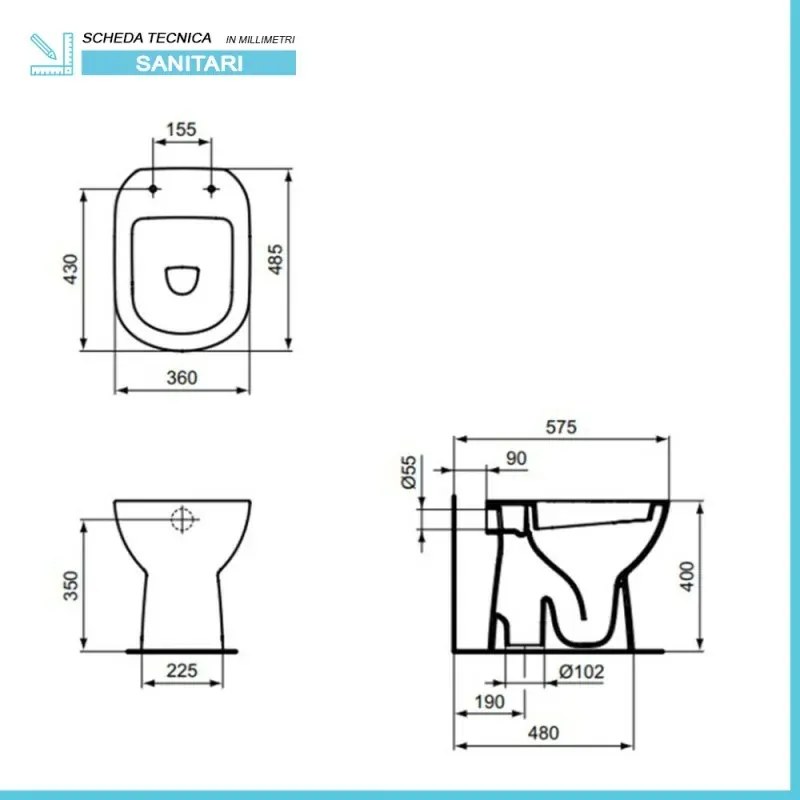Sanitari Ideal Standard tradizionali scarico a terra e copriwater originale I.Life A