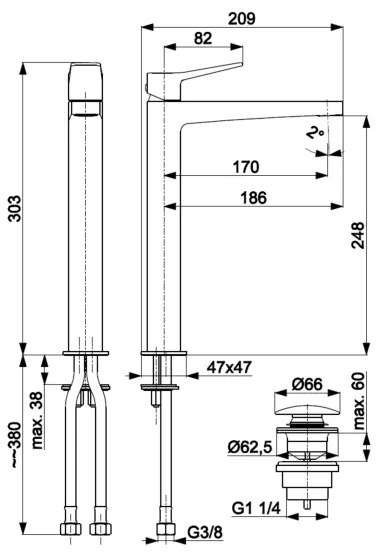 KFA Armatura 4522-712-31 - Miscelatore per lavabo + piletta MALAGA 30,3 cm finitura oro spazzolato