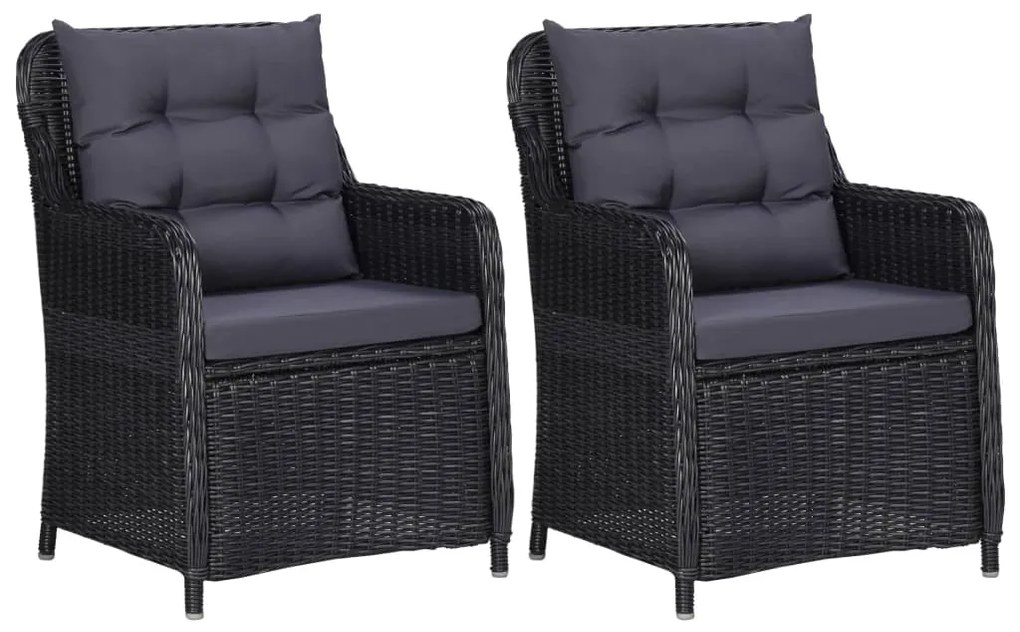 Set mobili da pranzo per giardino 3 pz nero