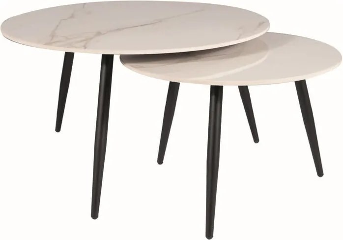Set di Tavolini da caffè Kora D effetto marmo bianco/nero