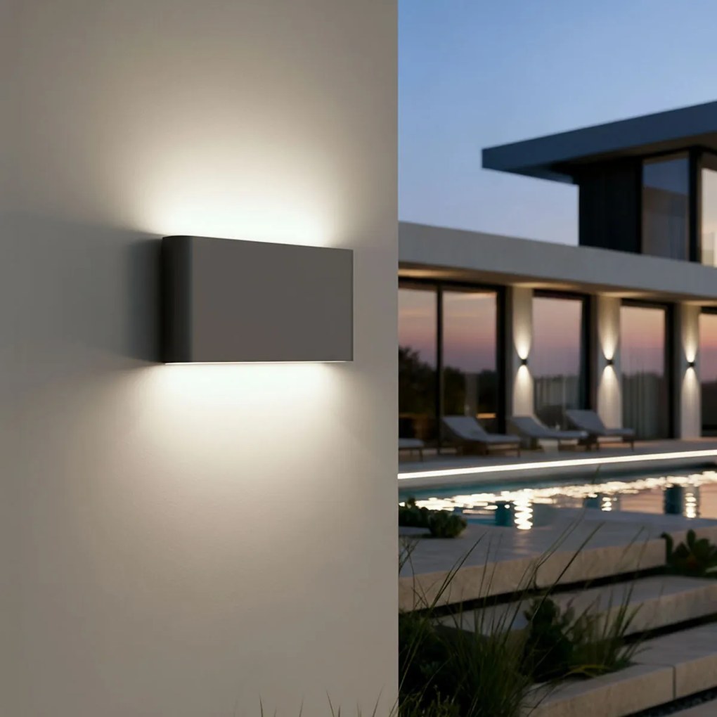 Applique LED 12W Bidirezione IP65 CCT con LED OSRAM - Antracite