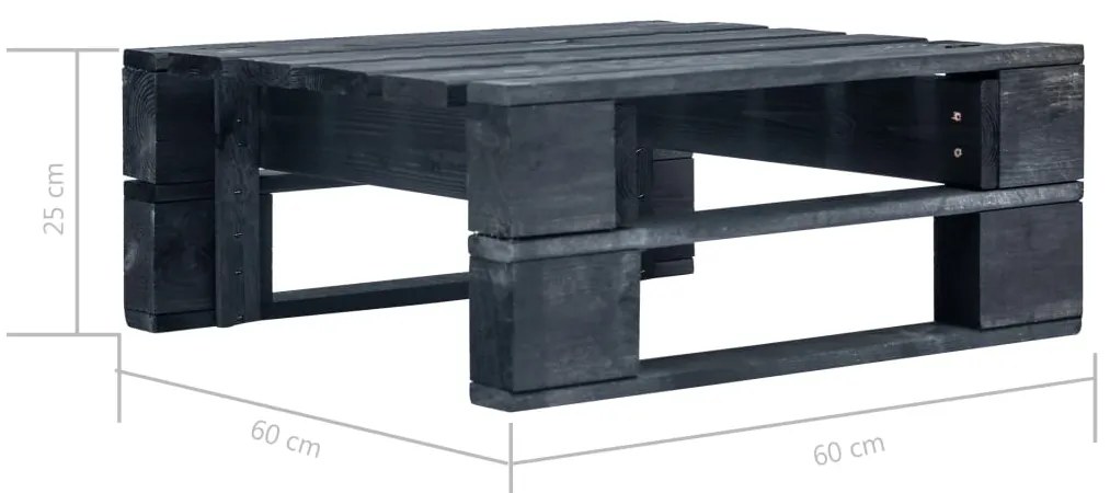 Ottomana da giardino con pallet in legno nera