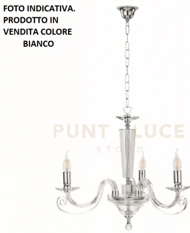 Lampadario cherubini 3 luci bianco e cromo attacco e14 d.60cm