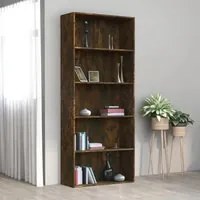 Libreria a 5 Ripiani Rovere Fumo 80x30x189 cm Legno Multistrato 815402