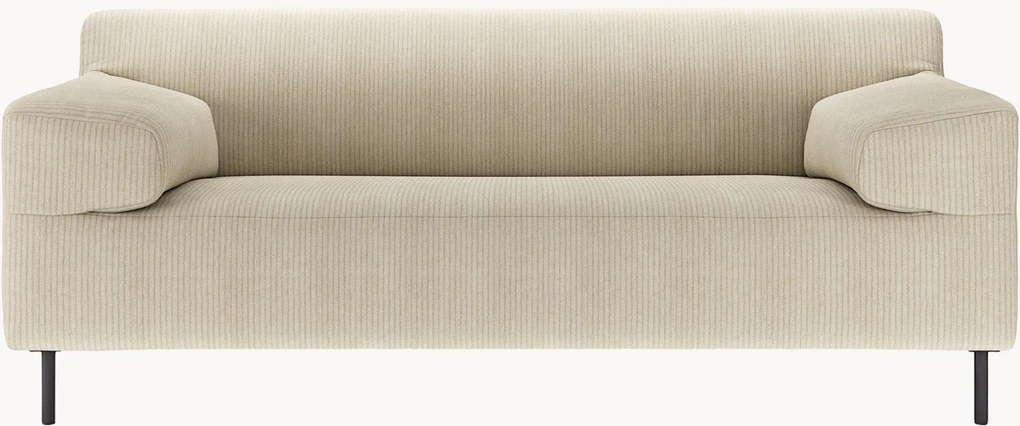 Divano 2 posti in velluto a coste grigio naturale/nero freistil180, larg. 182 cm
