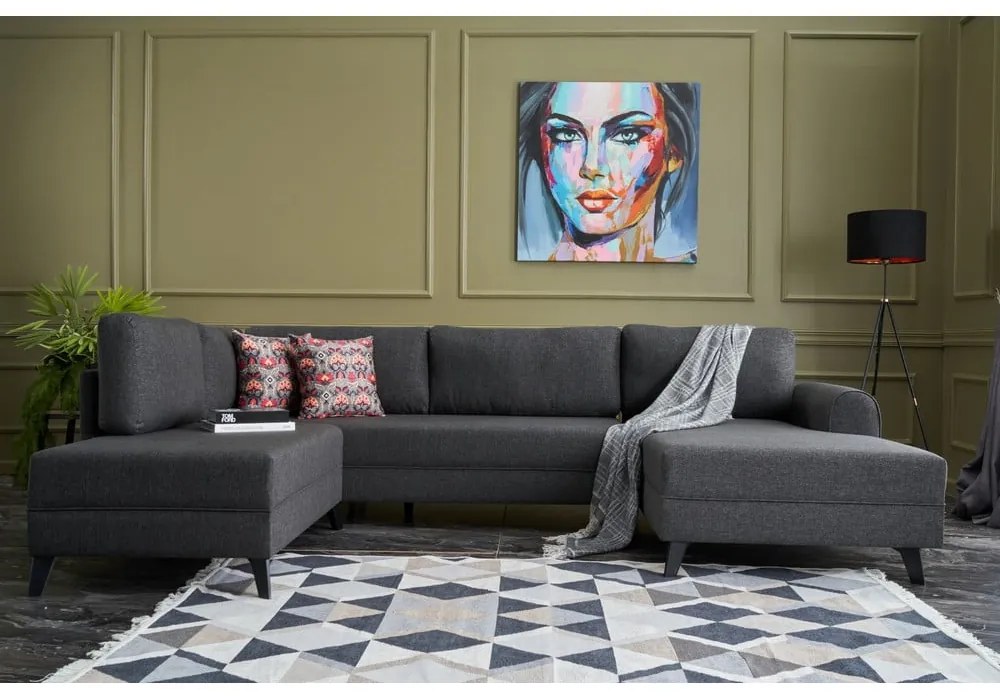 Divano angolare a U antracite Belen - Balcab Home