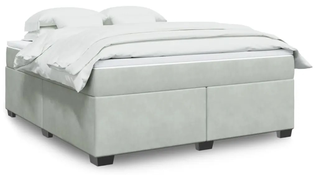 Giroletto A Molle Con Materasso Grigio Chiaro 180x200cm Velluto /
