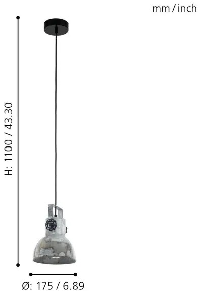 Eglo 49619 - Lampadario a sospensione con filo BARNSTAPLE 1xE27/40W/230V