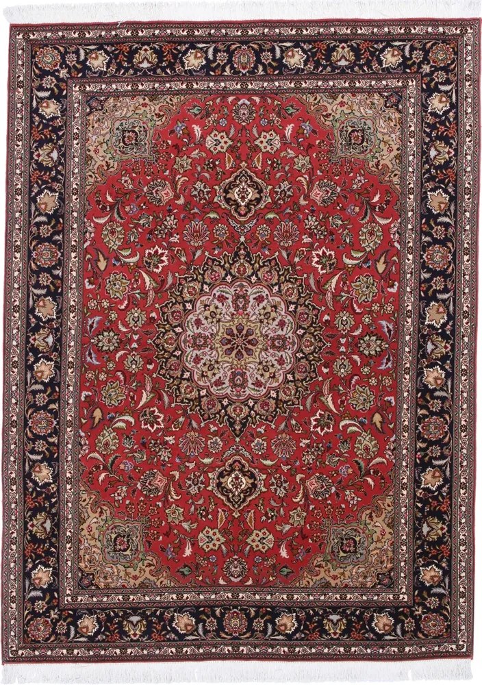 Tabriz Tappeto 160x210 Blu (Iran) Annodato A Mano