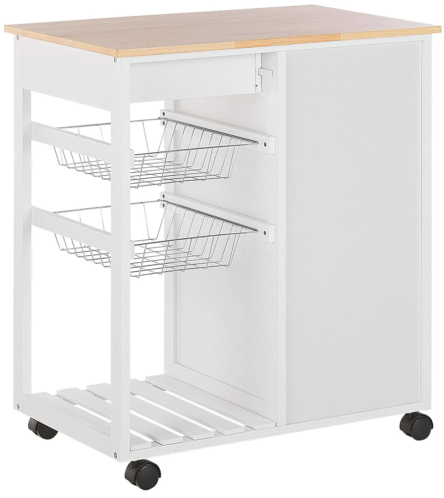 Carrello SKYLER - Hevea e MDF - Colore bianco