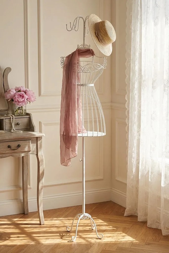 appendiabiti da terra stile provenzale in ferro verniciato cm 38 x 29 x 176 h