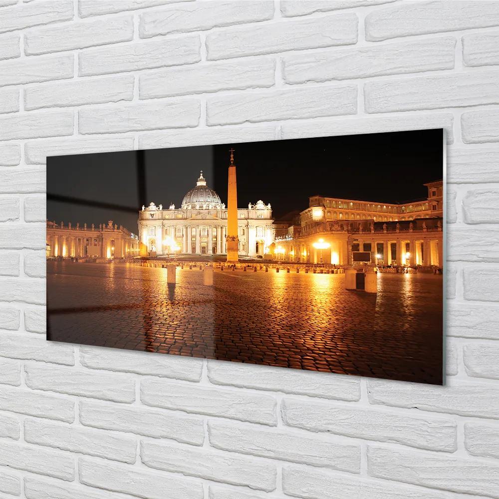 Quadro su vetro acrilico Roma Basilica Place Night 100x50 cm