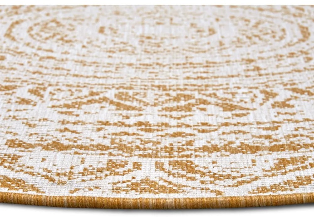 Tappeto rotondo per esterni giallo ocra-bianco ø 140 cm Siruma - NORTHRUGS