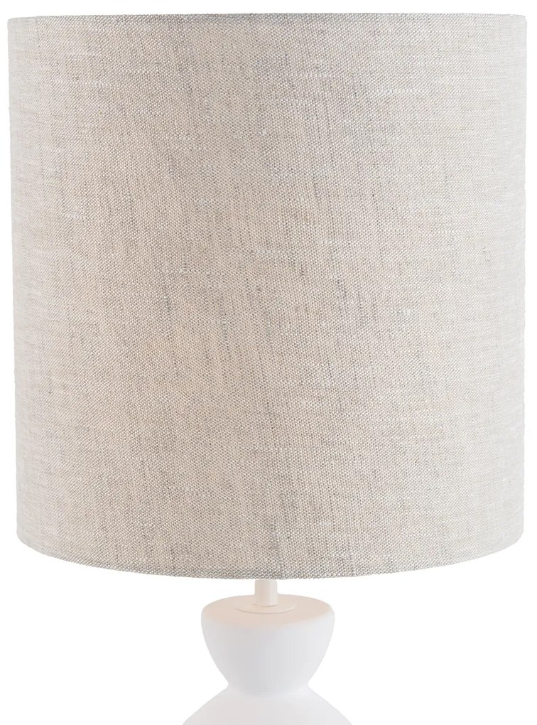 Lampada da tavolo di design in tessuto bianco paralume grigio chiaro 25 cm - Alisia