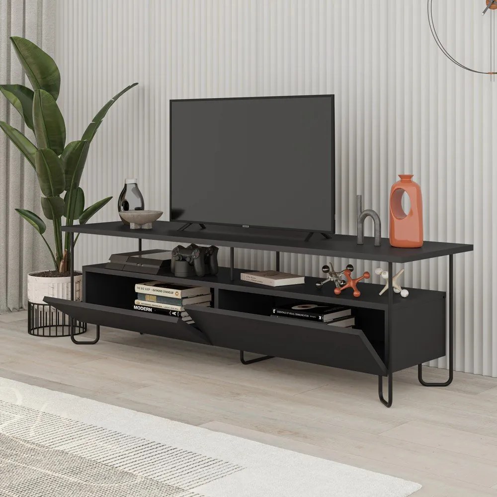 Tavolo TV nero 150x45 cm Dilly - Marckeric