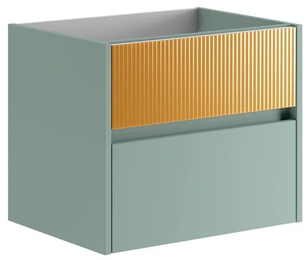 Mobile da bagno sotto lavabo Niwa verde laccato opaco L 59.5 x H 50 x P 45.5 cm 2 cassetti, lavabo non incluso