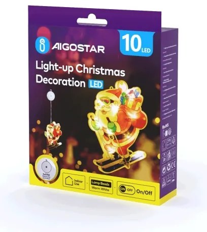 Aigostar - Decorazione natalizia LED LED/3xAAA Babbo Natale sugli sci 23cm