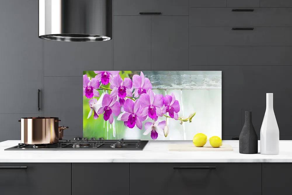 Pannello paraschizzi cucina Orchidee, gocce, natura 100x50 cm