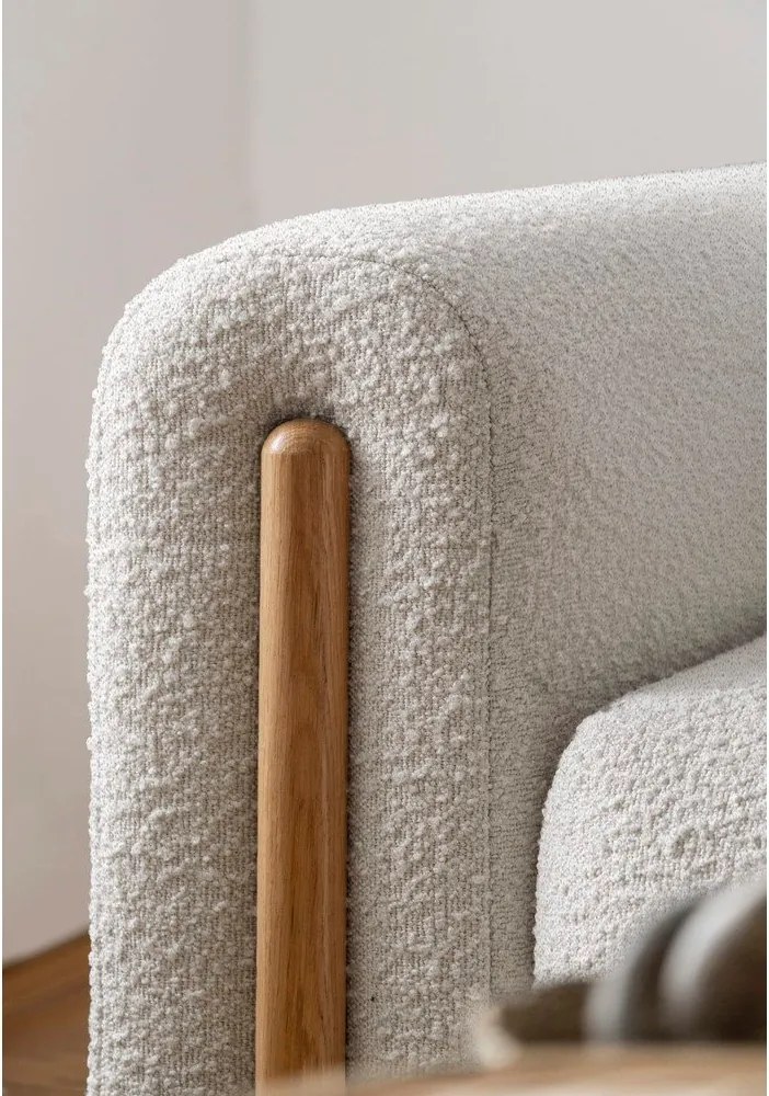 Divano greige allungabile/con contenitore e rivestimento in bouclé 244 cm Arcadova – ELTAP