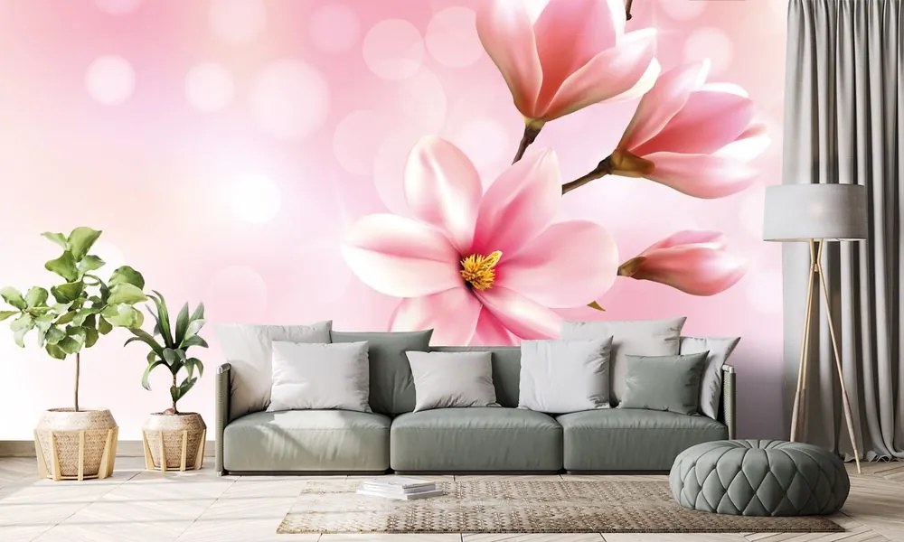 Carta da parati autoadesiva – Magnolia rosa delicata