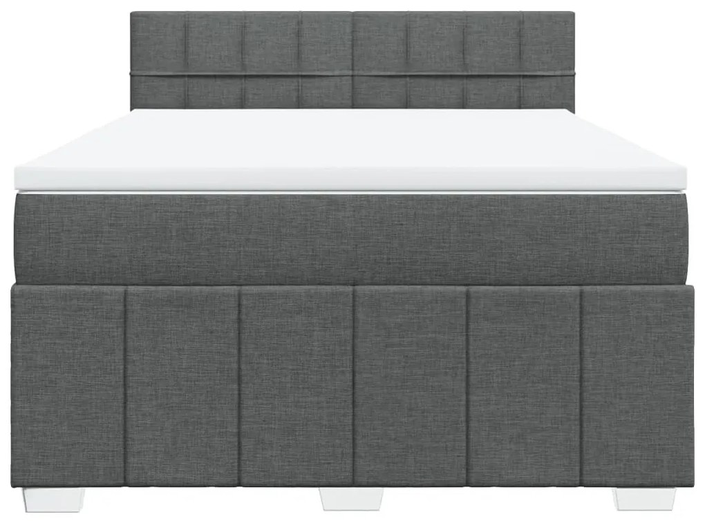 Giroletto a molle con materasso grigio scuro 160x200 cm tessuto