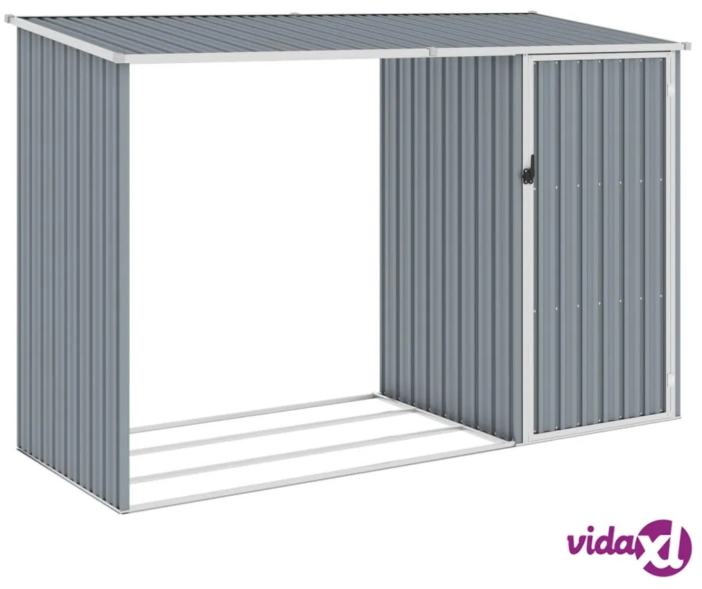 vidaXL Capanno per Legna Grigio 245x98x159 cm in Acciaio Zincato