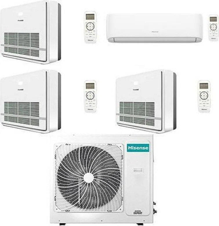 Climatizzatore Condizionatore Hisense Console R32 Quadri Split Hi comfort + Console Inverter 7000 + 12000 + 12000 + 12000 BTU con U.E. 4AMW105U4RAA
