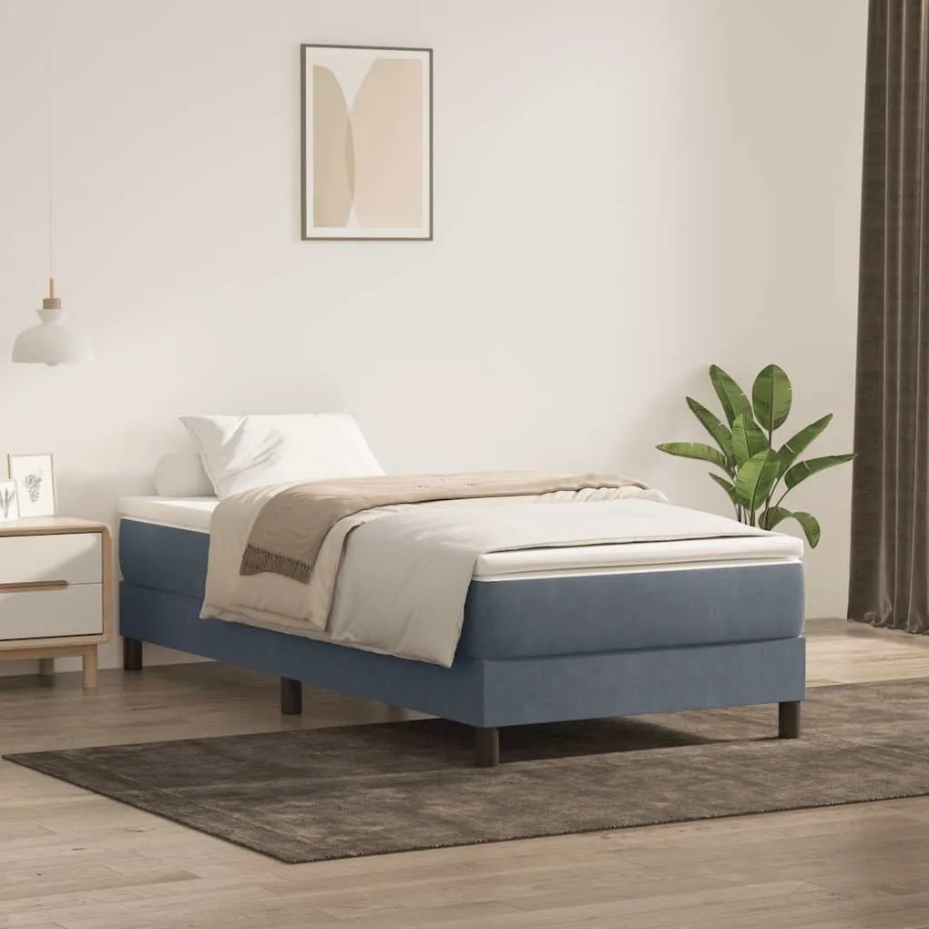 Letto A Molle Senza Materasso Grigio Scuro 90x220 Cm Velluto /