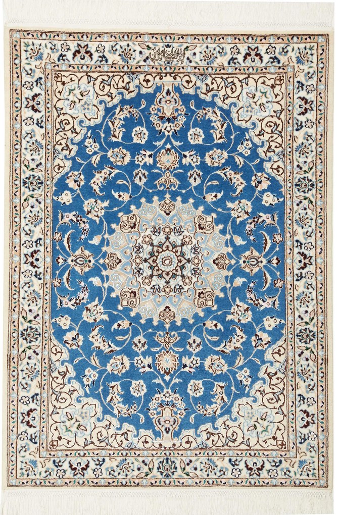 Nain Tappeto persiano 110x80 Blu (Iran) Annodato A Mano