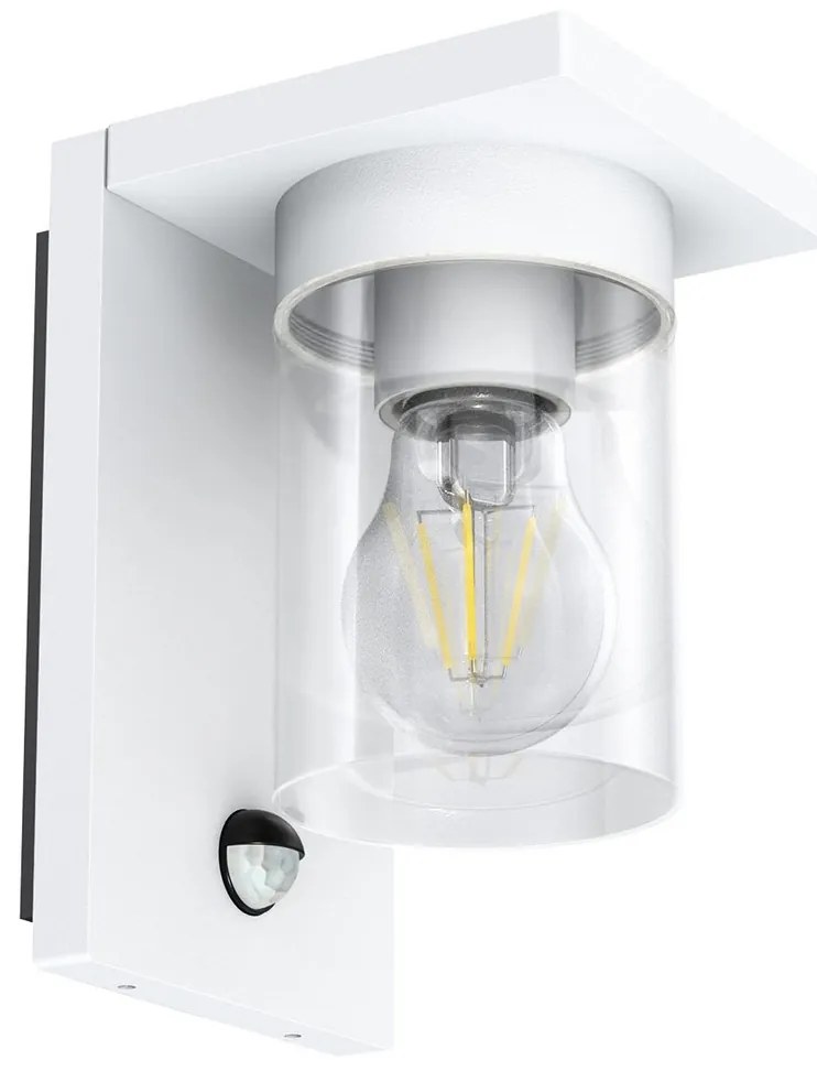 Applique Bianca IP54 con Base E27 e Sensore di Movimento - Serie RIGA