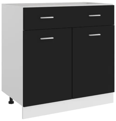 Armadio con Cassetto Nero 80x46x81,5 cm in Truciolato
