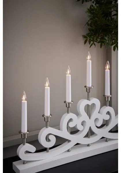 Markslöjd 705965 - Candelabro natalizio NIGHTFALL 7xE10/3W/230V bianco