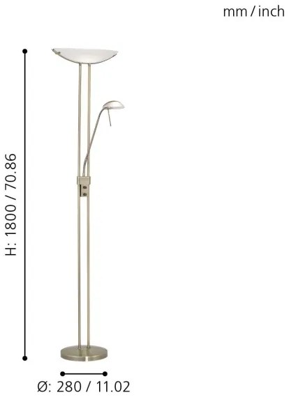 EGLO 85974 - Lampada da terra con dimmer BAYA 1xR7s/230W + 1xG9/33W bronzo
