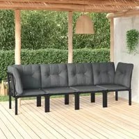 Set Salotto da Giardino 4 pz Nero e Grigio in Polyrattan 362802