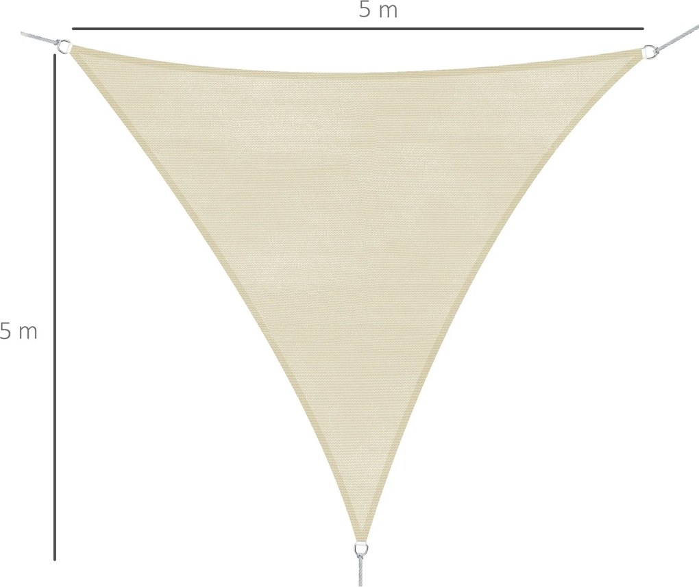 Tenda Vela da Giardino Triangolare in HDPE Crema 5x5x5m...