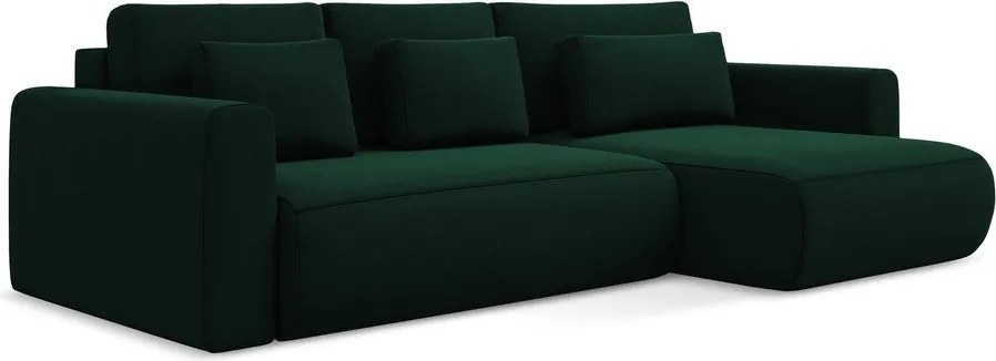 Divano angolare verde allungabile/con contenitore (con penisola a destra/con chaise lounge) con rivestimento in velluto Kapua – Makamii