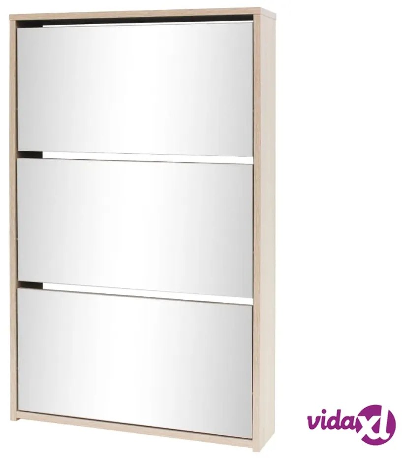 vidaXL Scarpiera con 3 Ripiani e Specchio Colore Rovere 63x17x102,5 cm