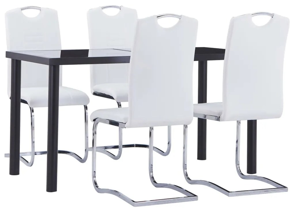 Set sala da pranzo 5 pz in similpelle bianco