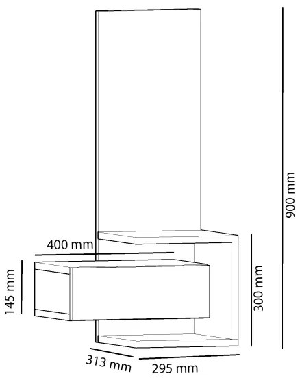 Specchio da parete con mensola STELLA 90x49 cm marrone/antracite