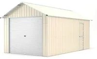 Box in lamiera garage auto con saracinesca in Acciaio Zincato 360x610cm x h3,15m - 470KG - 21,96 mq - BEIGE