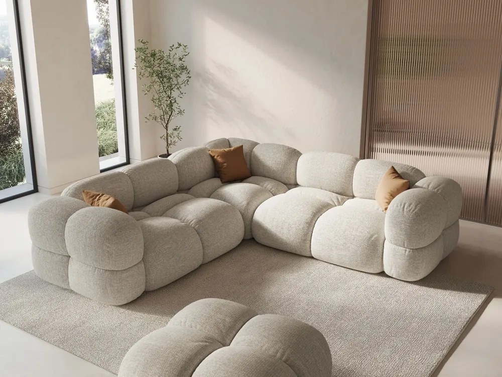 Divano angolare Loretto 4 posti in tessuto strutturato – L250x250 cm